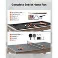 thumbnail image 3 of KFFKFF 7ft Multi-Game Pool Table Set, 3-in-1 Billiards Table with Dining Top and Table Tennis, Includes Storage Benches and Accessories for Family Recreation, 3 of 9