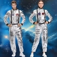 thumbnail image 7 of Alaiyaky Adult Astronaut Costume, Space Costume Halloween Fancy Dress Silver Spaceman Cosplay Astronaut Uniform Jumpsuit Outfits Halloween Book Day Party Dress Up, 7 of 7