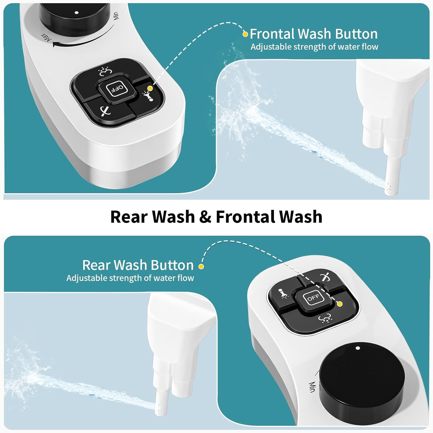 SAMODRA Non-Electric Bidet - Self Cleaning Dual Nozzle Bidet Attachment with Independent Adjustable Water Pressure (Classic Black)