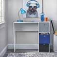 thumbnail image 3 of TMS Kids Study Desk with Three Foldable Wood Fabric Storage Bins, White/Blue/Black/Gray, 3 of 6