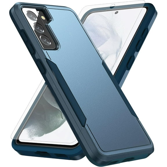 Phone Case for Samsung Galaxy S21 FE Gaxaly S 21 FE 5G with Screen Protector Cover and Slim Thin Hybrid Full Body Protective Cell Accessories Glaxay S21FE5G UW S21FE 21S G5 Women Men Blue
