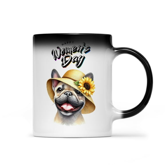 Happy Women's Day French Bulldog Sunflower Vintage Proud Mom Heat Color Changing Mug Dog Lover Gifts Magic Coffee Mug - 02030