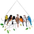 thumbnail image 1 of Pájaros multicolores en un alambre, colgante de adornos de arte de la serie de pájaros de metal colgante para ventanas o puertas decoración del hogar (7 pájaros) JAMW Sencillez, 1 of 5