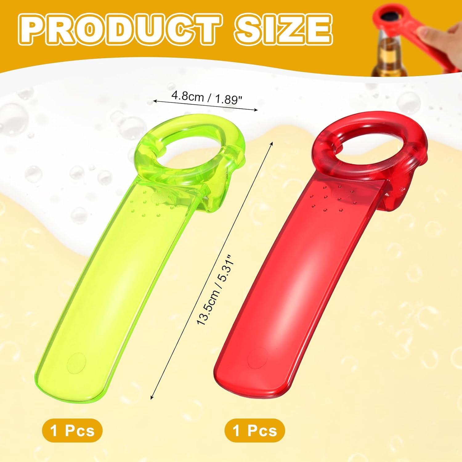 FRKSMD-2 Pcs Jar Key Lid Opener, Plastic Jar Lid Opener Easy Grip Multifunctional Durable Can Open Tool for Elderly Seniors Women Weak Hands Easy-use, Transparent Red/Transparent Green