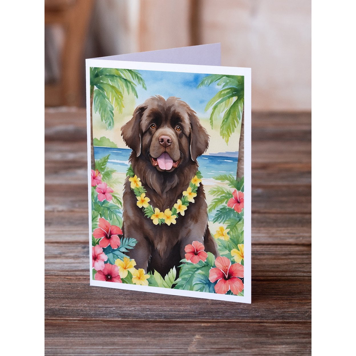 Newfoundland Luau Greeting Cards Pack of 8 7 in x 5 in