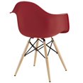 thumbnail image 2 of Modway Fauteuil de Salle à Manger Pyramide avec Pieds en Bois Naturel en Rouge, 2 of 2