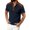 Navy, variant on Men's Contrast Trim Henley Polo Shirt Short Sleeve Notch Neck Waffle Knit Top Classic Design Everyday Office Wear Soft Clothing Navy 3XL