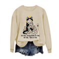 thumbnail image 5 of BXJX Women's Round Neck Christmas Print Sweatshirt- Casual Winter Holiday Loose Fit Christmas Pullover Tops Khaki Size L, 5 of 8