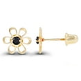 thumbnail image 2 of Decadence 14K Yellow Gold 2mm Round Natural Black Onyx December Birthstone Daisy Flower Screwback Stud Earrings For Women | 7.50mm Flower | 14K Gold Natural or Created Screwback Earrings For Women, 2 of 5