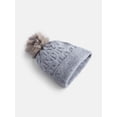 thumbnail image 2 of Scenario Women's Cable Knit Pom Beanie, Medium Grey Heather, 2 of 5
