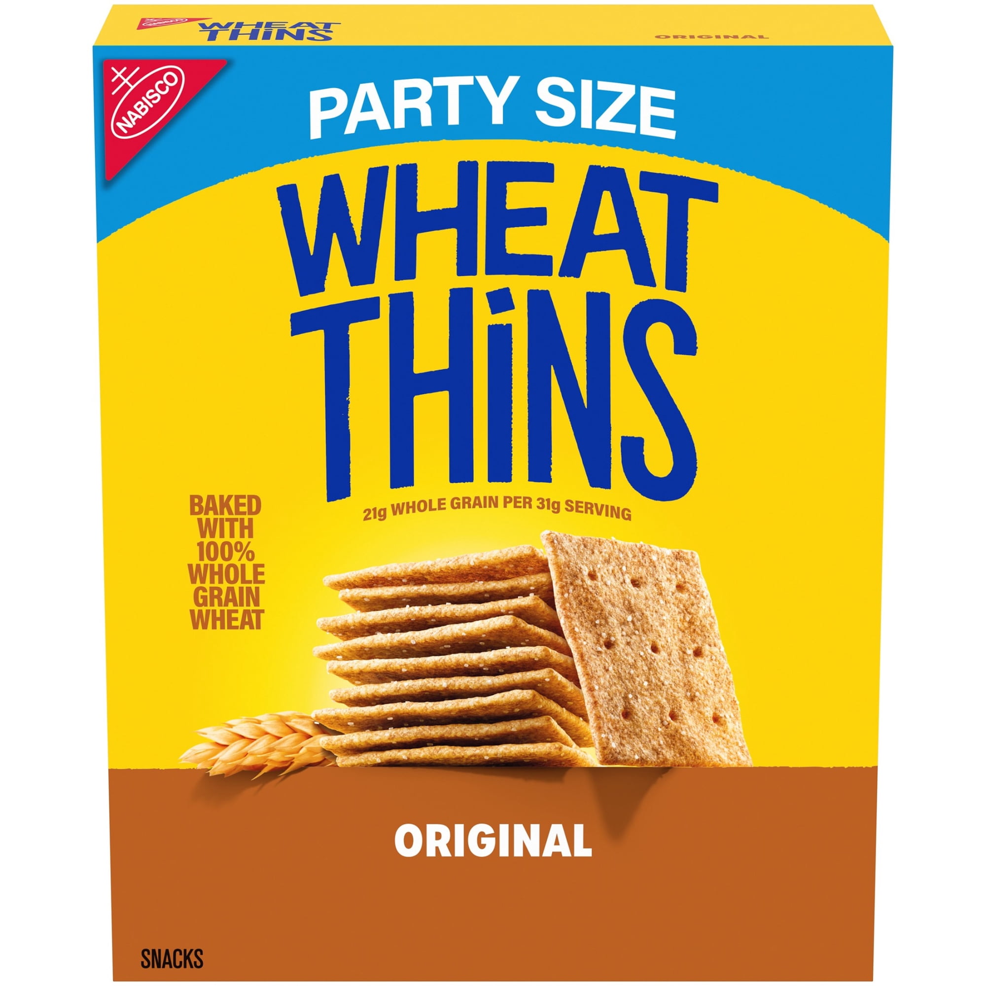 WHEAT THINS Original Snacks, Whole Grain Wheat Crackers, Snack Crackers, Party Size, 20 oz