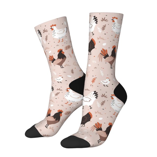 Balery Funny Chicken Calcetas Largas con Estampado para Hombre y Mujer – Suaves y Transpirables, Talla Única (US 5-11)
