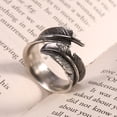 thumbnail image 3 of LYUMO 3Sizes Feather-Shaped Titanium Steel Opening Ring Men’s Fashion Finger Jewelry, Jewelry Ring, Men Fashion Ring, 3 of 7