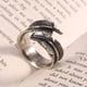 thumbnail image 2 of Anillo de plumas para hombre, acero titanio banda joyería hombres inoxidable Anillos apertura punk dedo Vintage Pluma Ecomeon  no, 2 of 5