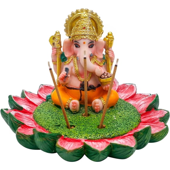 Statue d'Idole de Dieu Hindou alikiki Ganesha - Brûleur/support d'Encens Ganesh 2,4” H Article de Pooja Ganapati pour la Maison et le Bureau Temple Mandir Sanctuaire Autel Diwali Puja Déco Cadeaux Idéaux pour Ami Relatif Indien