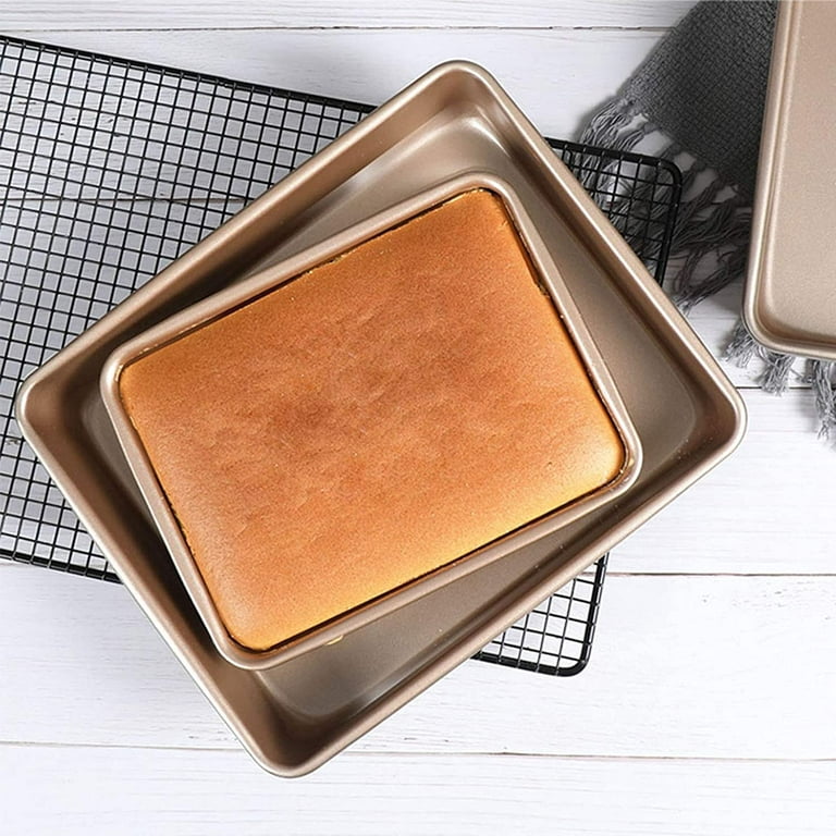 JOHO BAKING Deep Baking Pans Sets Nonstick,Baking Sheets for Oven,Bakeware  Rectangular Cake Pan Set,3 Piece,Gold