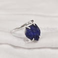 thumbnail image 3 of Natural Lapis Lazuli Ring, Rough Lapis Lazuli Ring, Afghani Lapis, Cross Prong Ring, 925 Sterling Silver, Womens Ring, Christmas, Thanksgiving, Handmade, Statement Jewelry, Rough Gemstone Jewelry, 3 of 5
