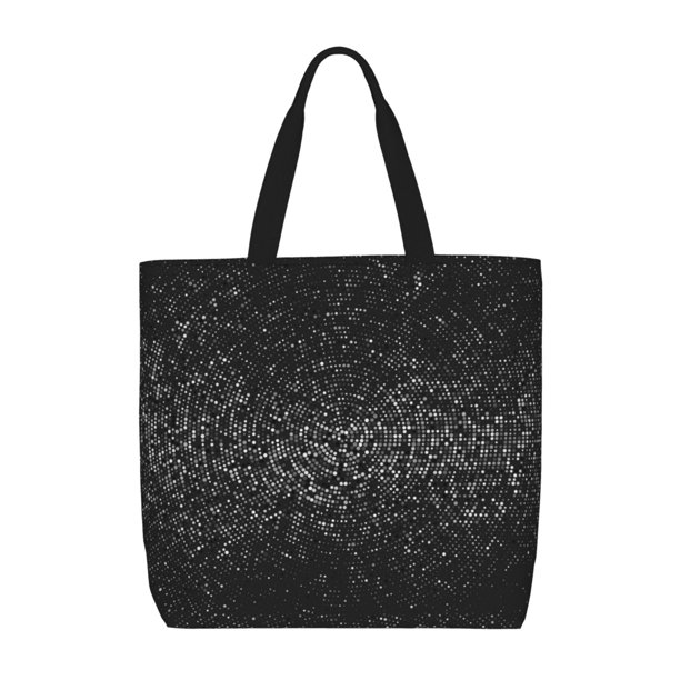 Easygdp Black And White Dotted Bolsa Tote para Mujer, Bolso de Hombro para Trabajo, Playa, Viajes, Compras y Supermercado