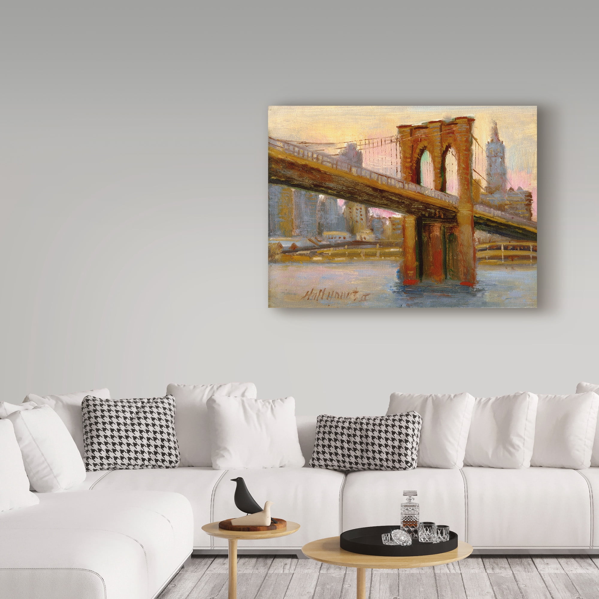 Trademark Fine Art 'Brooklyn Bridge Water' Canvas Art by Hall Groat Ii