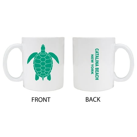

Catalina Beach New York Souvenir White Ceramic Mug Turtle Design 2-Pack