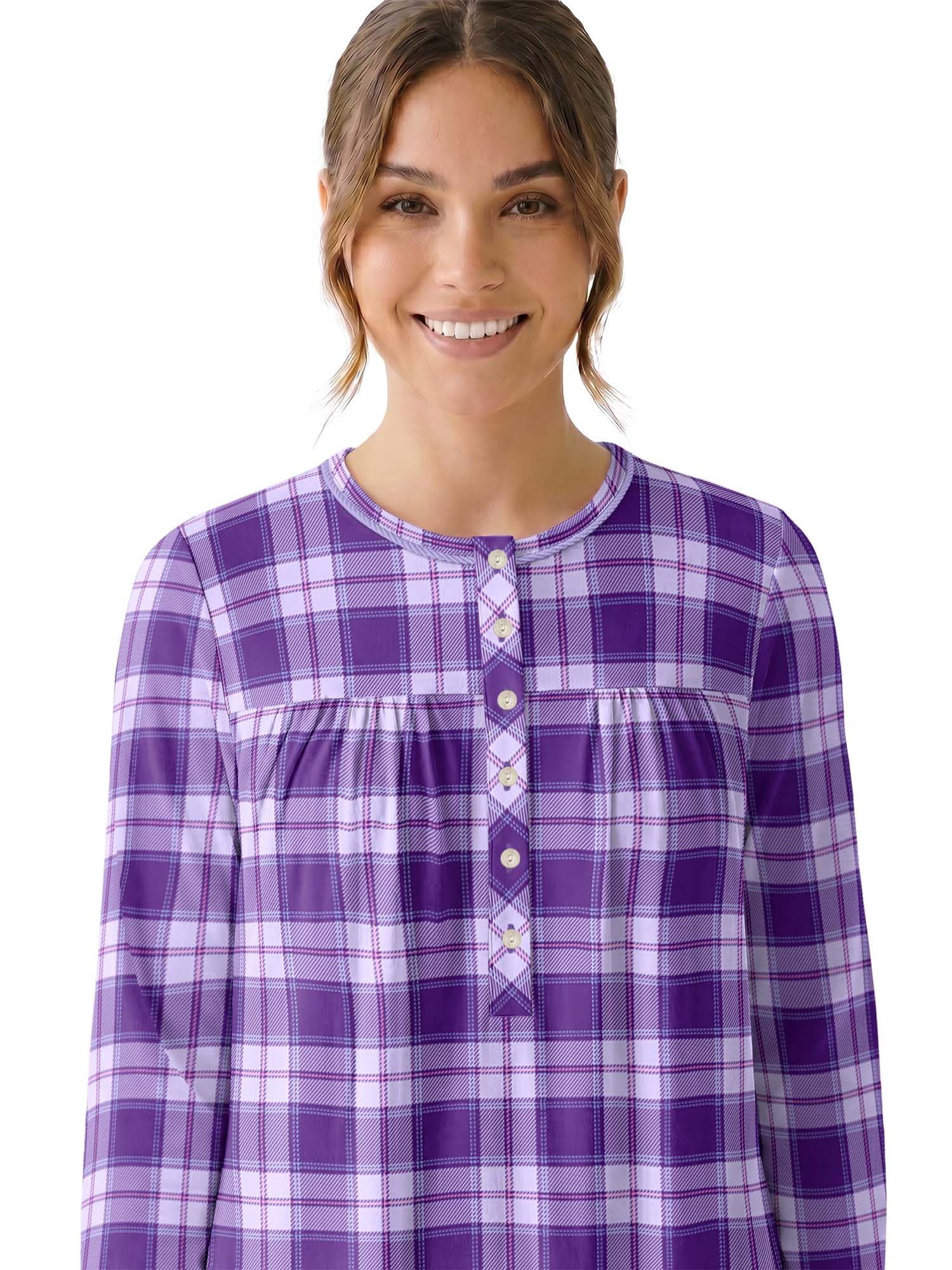 Aria Women’s Long Sleeve Stretch Velour 44" Sleepwear Nightgown, Sizes XS-5X