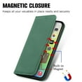 thumbnail image 4 of Flip Wallet Case Compatible with iPhone 16 Pro, PU Leather Magnetic Folio Cover with with Card Holder & Stand Function Shockproof Durable Full Protection Phone Case, for Men Women, Green, 4 of 5