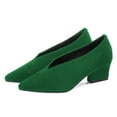 thumbnail image 2 of YDN Women Comfy Pointed Closed Toe V Cut Pumps Slip On Chunky Low Heels Formal Wear Outfit Work Shoes Size 11 Green, 2 of 4