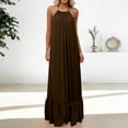 thumbnail image 5 of Purcolt Womens Summer Pleated Maxi Dresses Casual Oversized Halter Backless Sleeveless Ruffle Hem Flowy Cami Dresses Beach Sundress Swim Coverups, 5 of 8