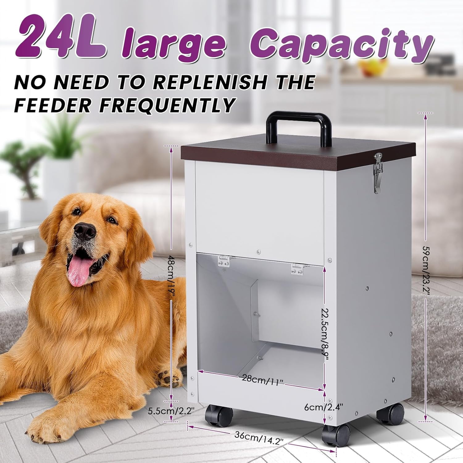 Automatic Dog Feeder Large Breed Outdoor Gravity Auto Feeder Dog Food Dispenser for Large Dogs Pets Metal Galvanized