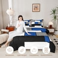 thumbnail image 3 of Manfei Abstract Grid Twin Comforter Sets, Navy Blue Checkered Bedding Set, Black Reversible 2pcs, 1 Comforter and 1 Pillowcase, 3 of 6