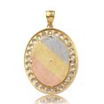 thumbnail image 2 of LOVEBLING 10K Yellow Gold Tri Color Virgin Mother Mary Medallion Pendant w/27 CZ Stones (1.70" x 1.03"), 2 of 3