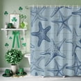 thumbnail image 3 of Shower Curtain, Summer Blue Sea Stars on Wood Board Waterproof Shower Curtain Set with Hooks for Bathroom Showers,Stalls and Bathtubs,36x72In Marine Life, 3 of 9