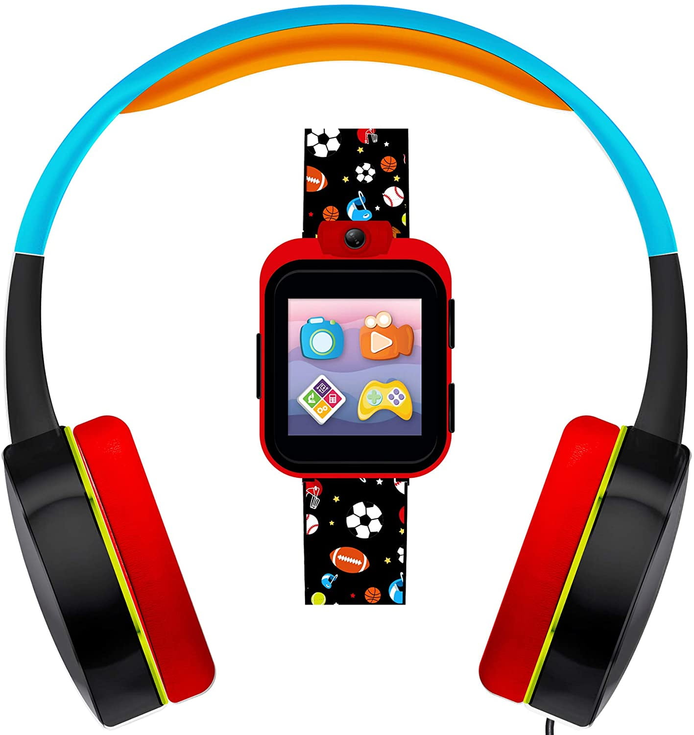 iTech Junior Boys Headphones & Smartwatch Set Multi Sports Print