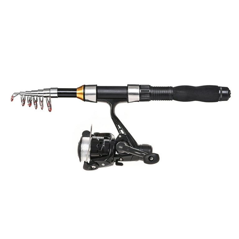 Leo Fishing Rod Reel Combo Full Kit 1.5m Telescopic Fishing Rod Reel Set  with Hooks Soft Lures Barrel Swivels Storage Bag