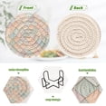 thumbnail image 4 of Yayeee 6 PCS Drink Coasters with Holder Set Woven Absorbent Round Tabletop Hot Pad, Small Pink Pattern, 4 of 7