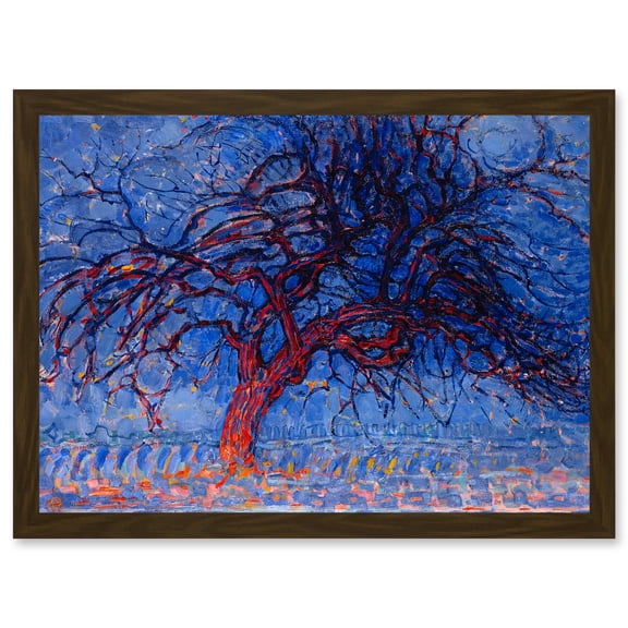 Piet Mondrian 1908 Evening Red Tree Painting Artwork Framed Wall Art Print A4