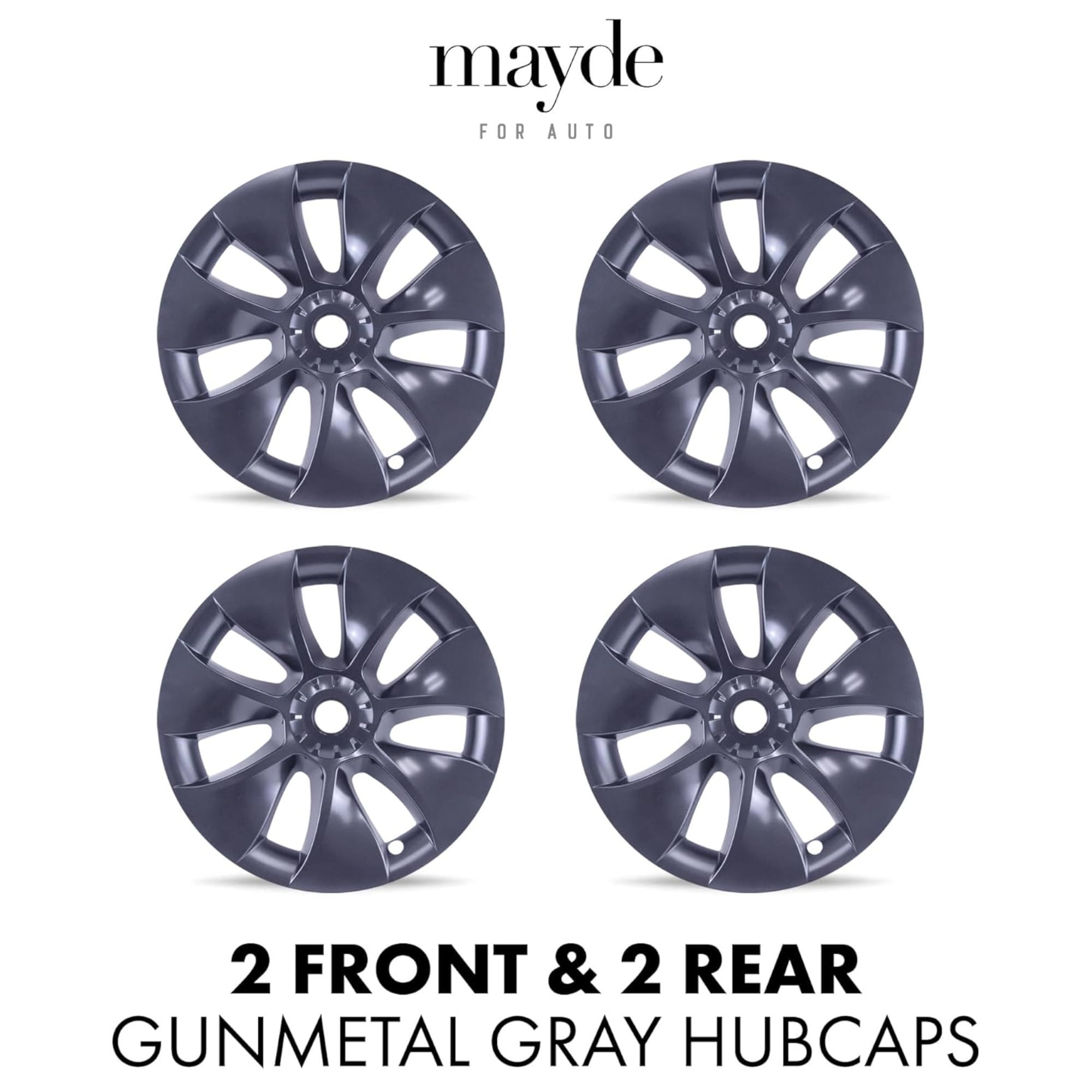 Mayde 19-Inch Hub Caps fits 2020-2024 Tesla Model Y, Replacement Wheel Covers (Set of 4) - Revolve, Gunmetal Gray