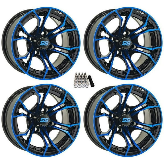 GTW Spyder 12" Golf Cart Wheels/Rims Blue E-Z-GO & Club Car
