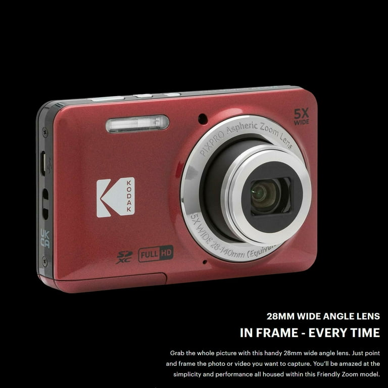 Kodak PIXPRO Friendly Zoom FZ55 Digital Camera (Red) Bundle with