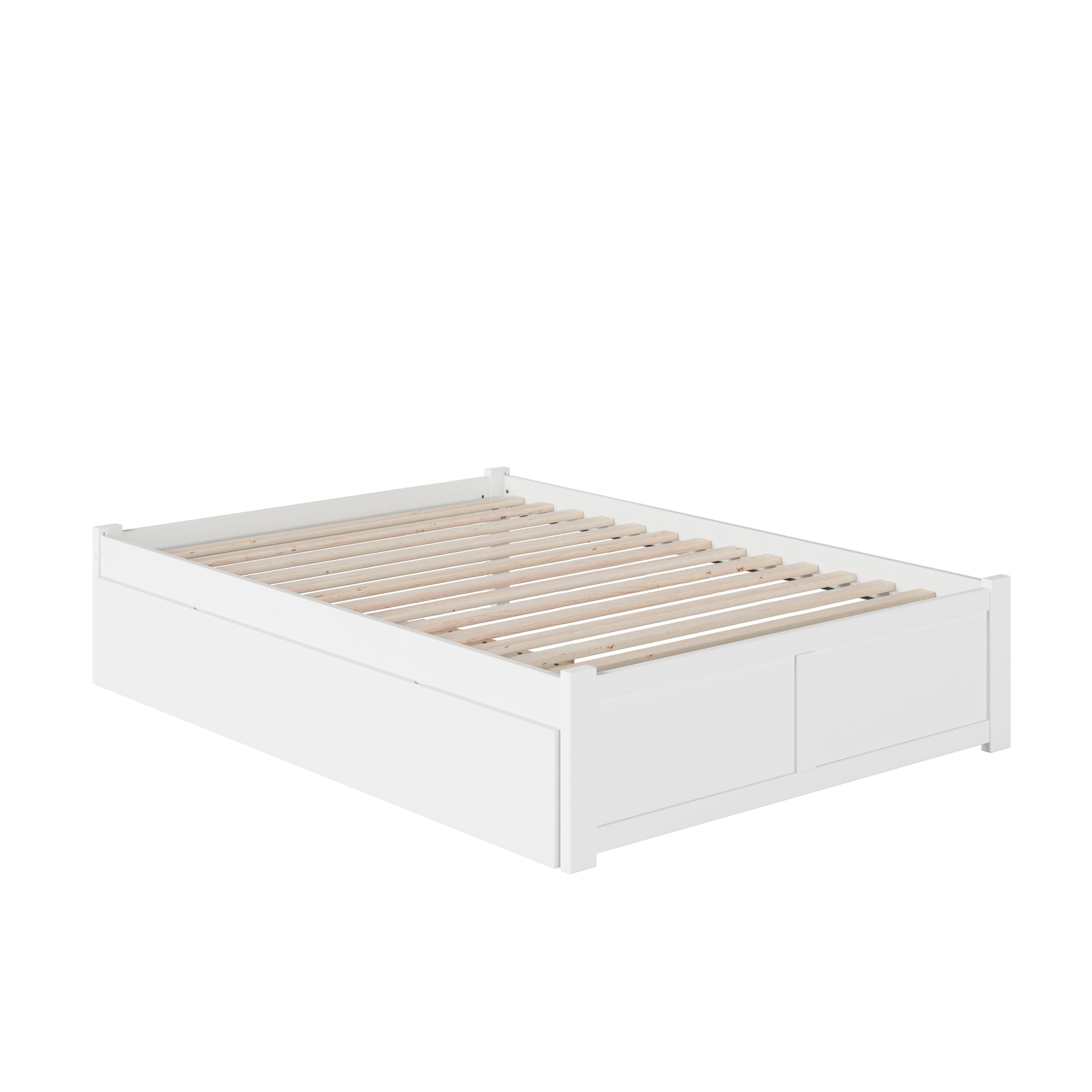 AFI Concord Full Solid Wood Platform Bed with Footboard & Twin Trundle in White