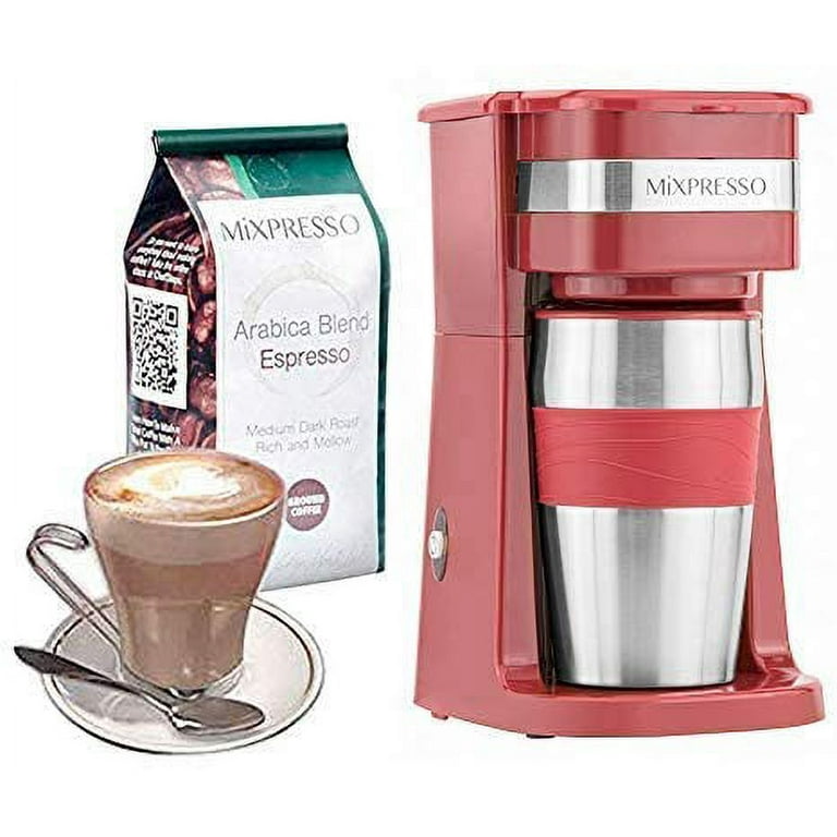 Mixpresso Ultimate 2-in-1 Single Cup Coffee Maker & 14oz Travel Mug Combo | Portable 