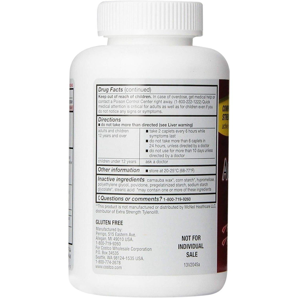 Kirkland Signature Extra Strength Acetaminophen 500 mg. 1,000 Caplets