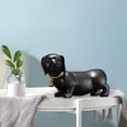 thumbnail image 3 of Estatua de perro salchicha de resina, artesanías, figura de perro salchicha para el hogar Negro, 3 of 6