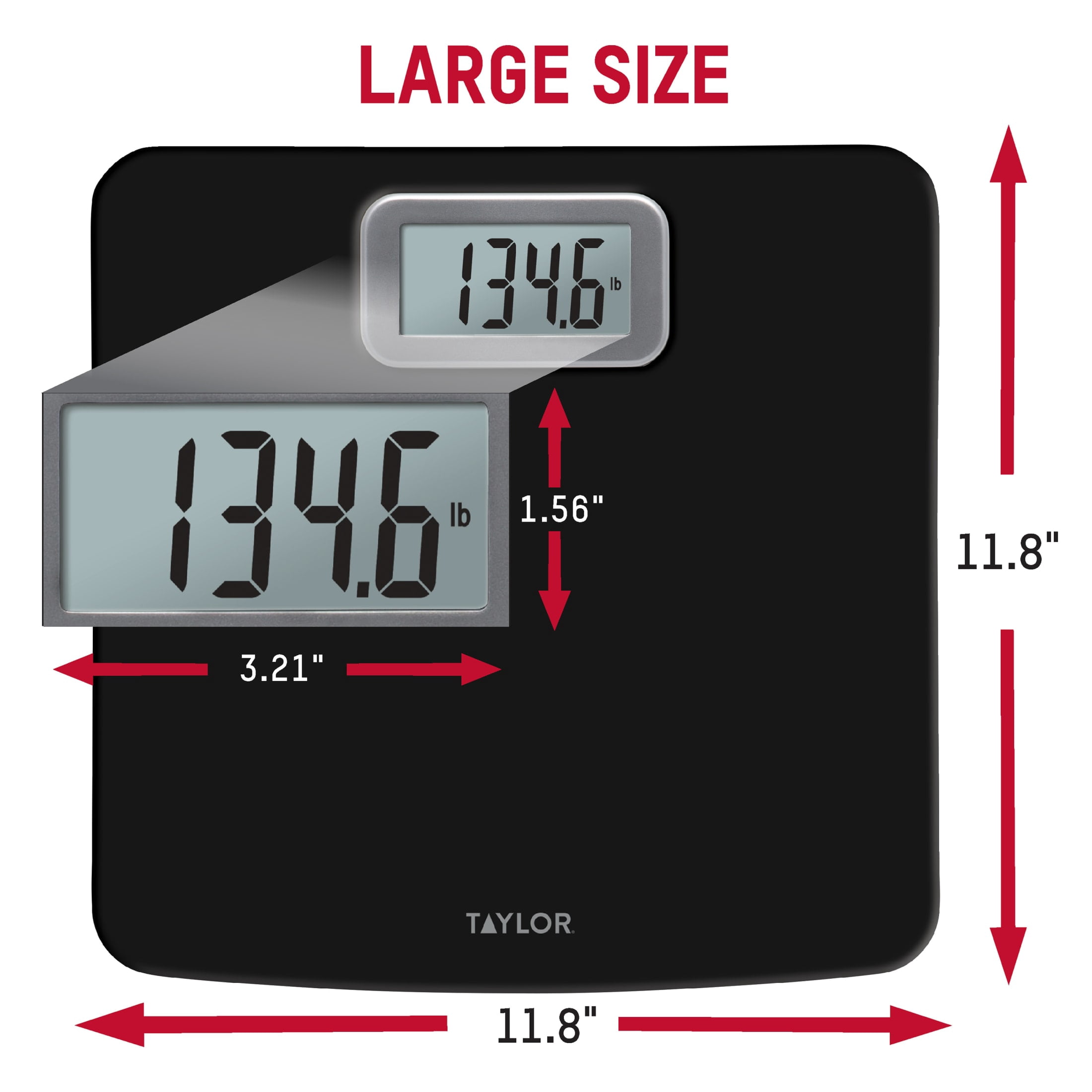Taylor 11.8 inch by 11.8 inch Digital Bath Scale, Black