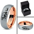 thumbnail image 4 of Tungsten Adult Bear Cub Following Walking Band Ring 7mm Men Women Comfort Fit 18k Rose Gold Dome Brushed Gray Polished, 4 of 4