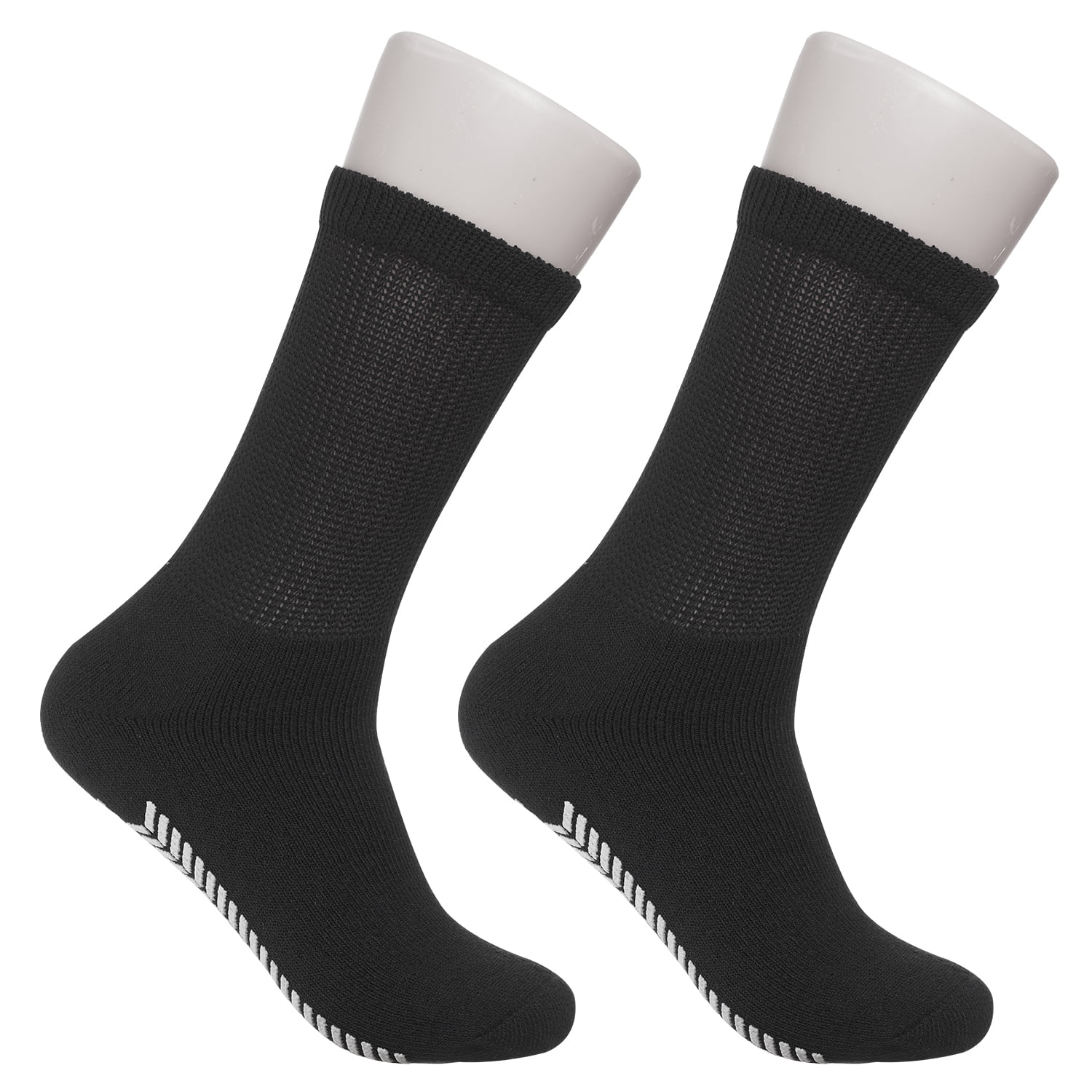 Diabetic Socks - Non Skid Hospital Loose Fitting Slipper Socks With Gripper Bottoms 2 Pack Savings - Gripper socks - Men's Size 13-15 (Skid 3 Black)