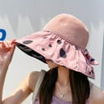 thumbnail image 6 of SikaFu Large Eaves Sun Hat Female Summer New Vinyl Sunscreen Hat Straw Cutting Hollow Anti -Ultraviolet Bow Bowl Fisherman Hat, 6 of 9