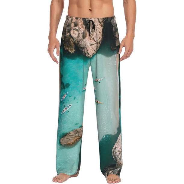 Balery Turquoise Beach Kayaking Pantalones de pijama para hombre, pijama ultraligero, pantalón de descanso-Small