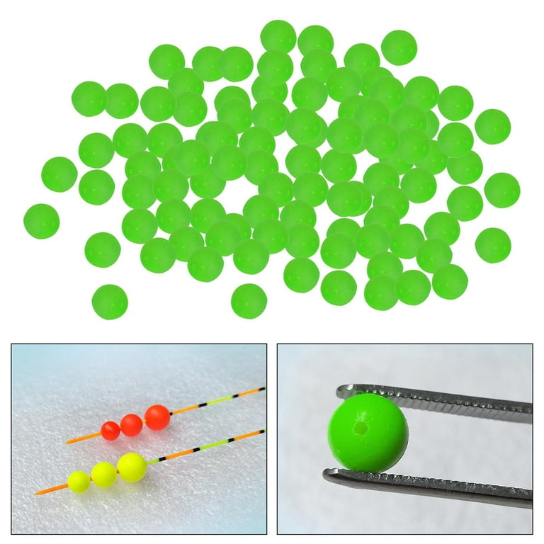 200 pcs/lot Plastic Round Flo-Yellow Fishing Beads Hard Floating Bobber  Bulk Beads Fishing Accessories
