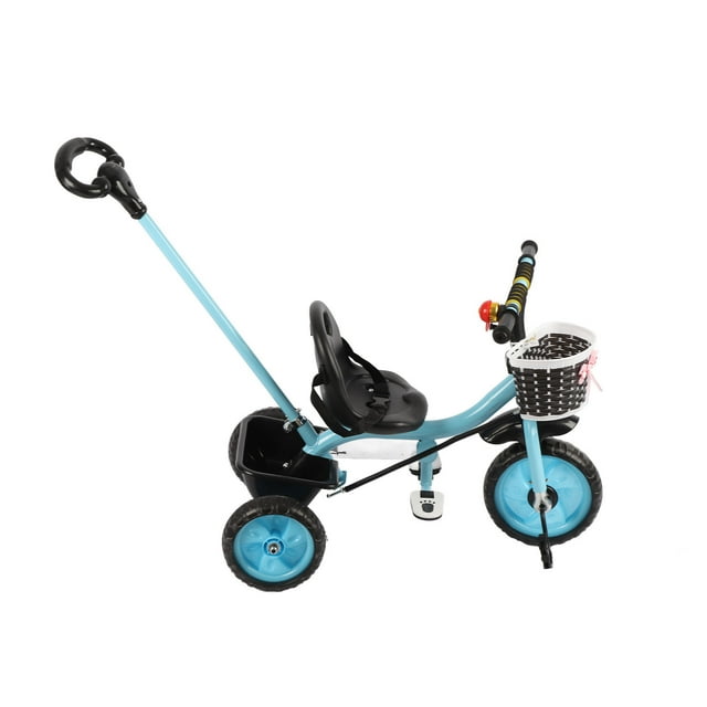 Triciclo para niños Nikou Triciclo de equilibrio Pedales plegables Manija de empuje ajustable Azul